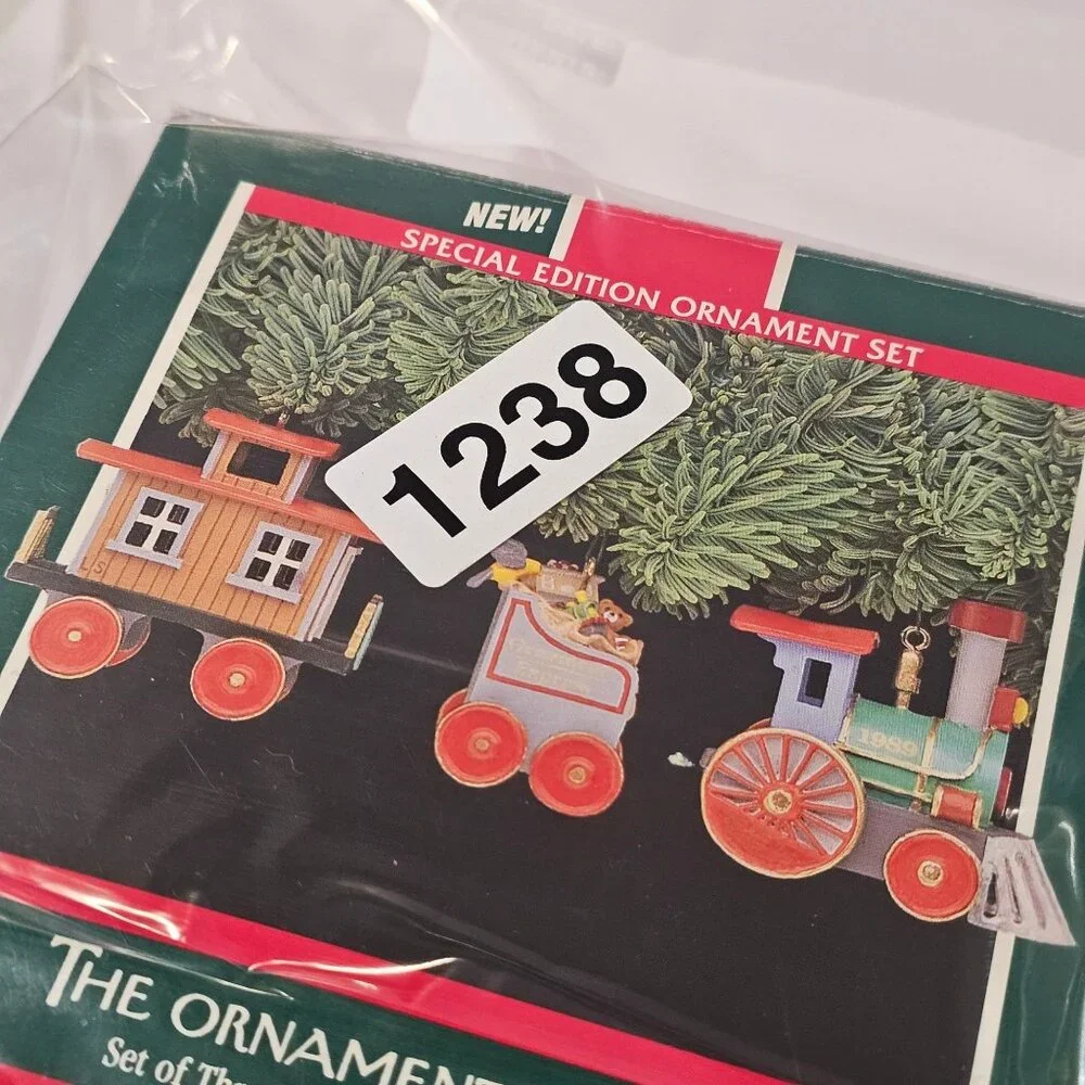 The Ornament Express 3 Handcrafted Hallmark Ornaments 1989 Train Ornaments w Box